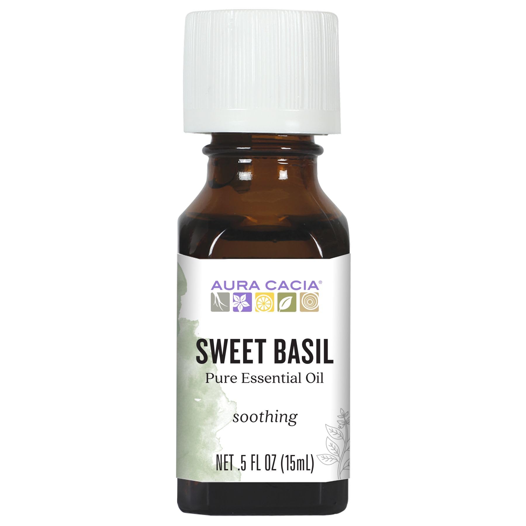Aura Cacia Pure Basil, Sweet Essential Oil | 0.5 fl. oz. | Ocimum basilicum