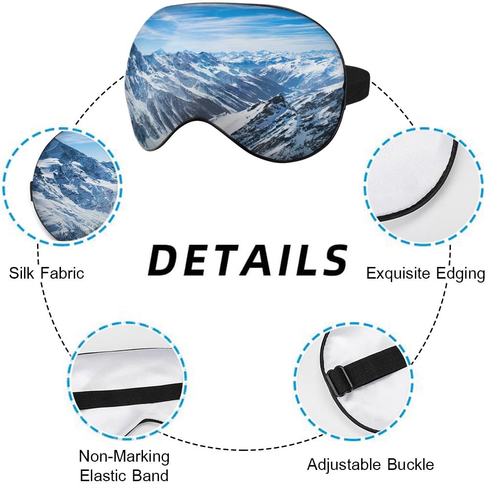 NOHSHE Snow Mountain Eye Mask Sleeping Mask Vast Mountains Blue Sky Naturally Magical Sleep Masks Silky Soft Eye Cover for Women