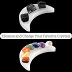 Selenite Charging Plate - 4 Moon Selenite Crystal - Mined and Crafted in Morocco - Ideal for Cleansing and Recharging Crystals a