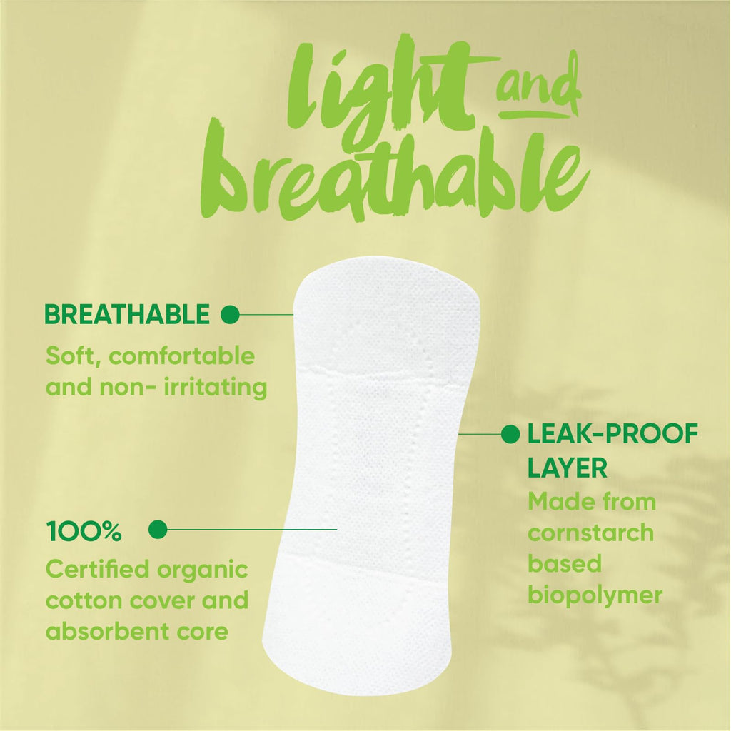Oi l Organic Initiative - Ultra-Thin Pantyliner, 100% Certified Organic Cotton | Biodegradable, Free from Chlorine Bleaching, Pe