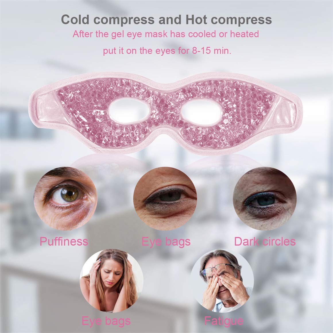 Ruzzut Cooling Gel Eye Mask with Eye Holes, 2 PCS Gel Bead Cold Eye Packs for Puffy Eyes & Swelling, Reusable Hot Cold Compress