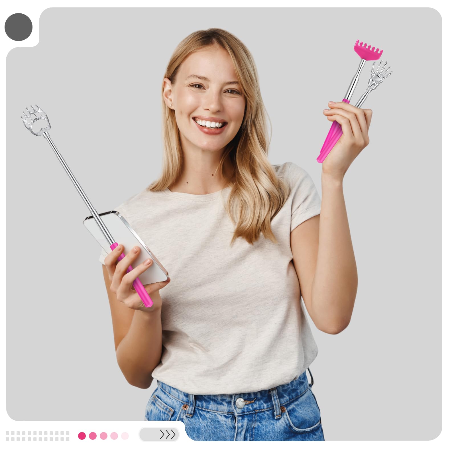 Funnymoom 60 Pcs Massage Gifts for Men Women Back Scratcher with Rubber Handles Metal Extendable Back Scratchers with Gift Tags