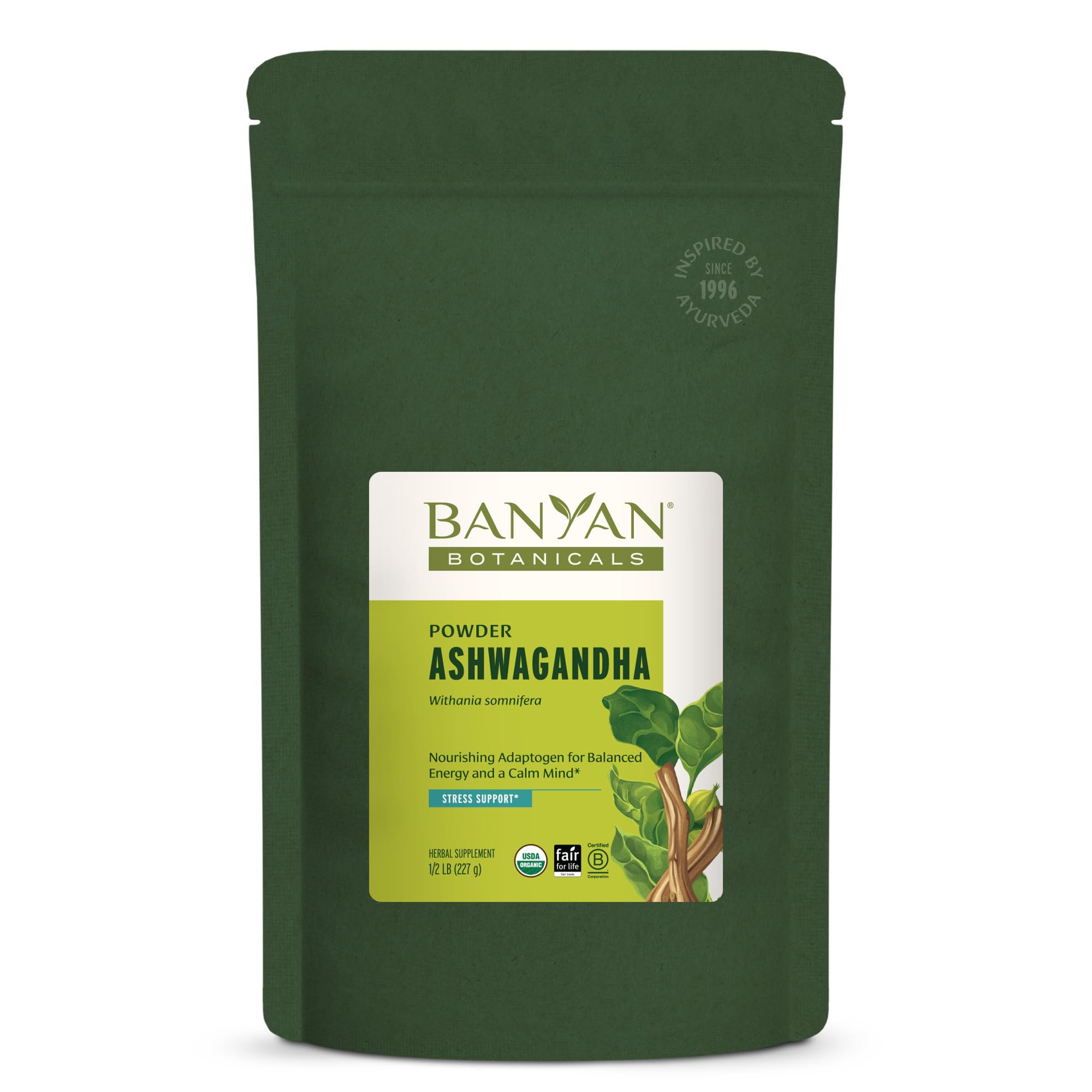Banyan Botanicals Ashwagandha Powder - Organic Ashwagandha Root - Renowned Herbal Adaptogen for Natural Energy Support and Stres