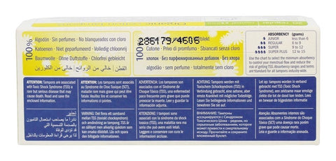 Cotton Tampon without Applicator Regular 20 Ct - 12 Pack