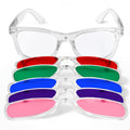 GloFX Snaps: Clear Frame Color Therapy Glasses - Snap-On Magnetic Clip-On Lenses for Migraine Relief, Chakra Balancing & Full Sp