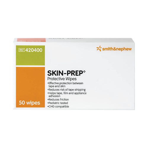 Smith+Nephew SKIN-PREP? Wipes, Protective Dressing Wipes, Skin Barrier Film, Contains Alcohol, Box of 50