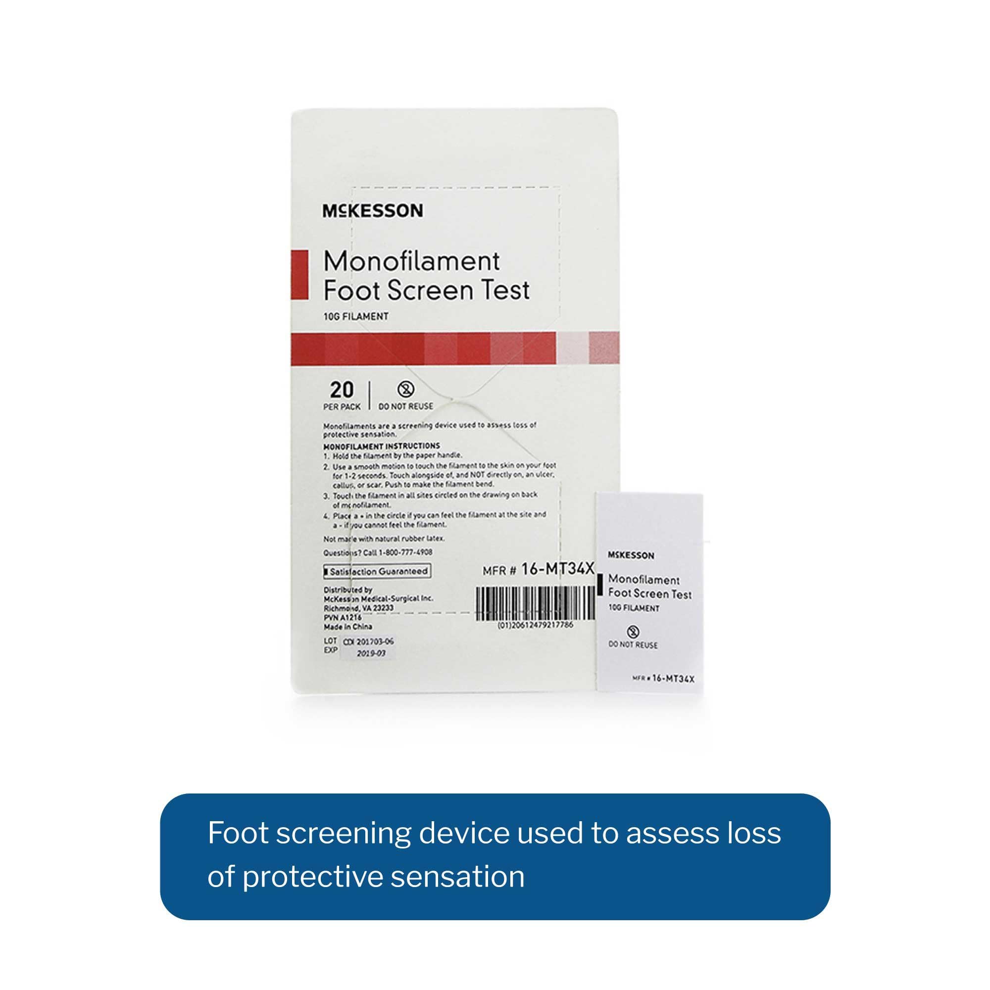 McKesson Monofilament Foot Screen Test, Neuropathy Screening Test Diabetic, 10 g, 480 Count
