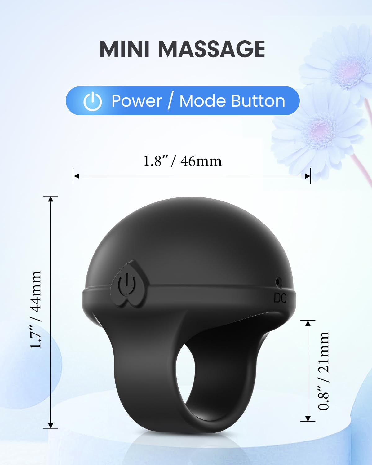 Pinkmini Portable Facial Massage Ball, Waterproof Rechargeable Powerful Multifunctional Eye Finger and Neck Mini Massager (Black
