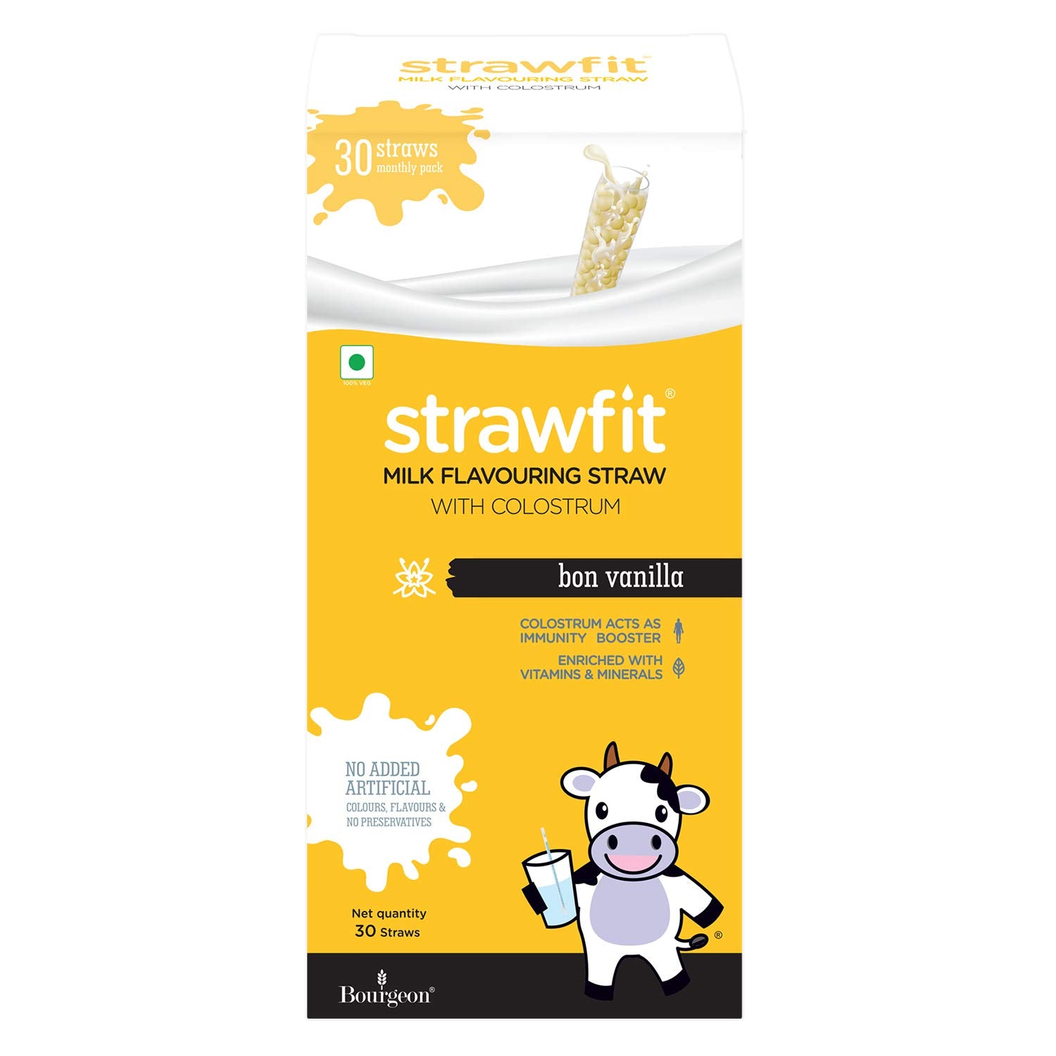 Strawfit Bon Vanilla Flavoring Straws with Colostrum for Immunity | Yummy, Nutritious and Healthy Choice | New Way of Drinking M