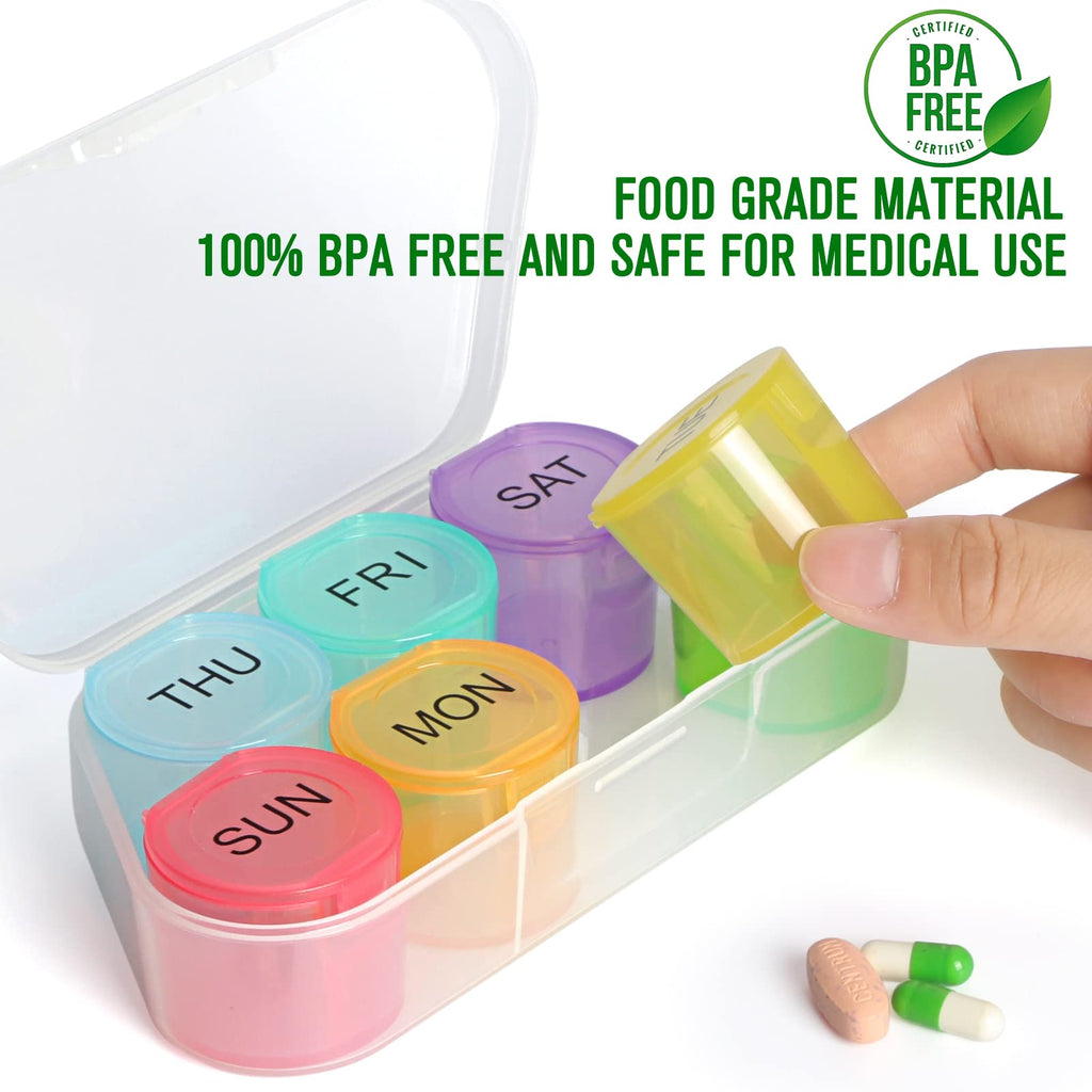 NatureTouch Weekly Pill Organizer, BPA Free Medicine Organizer Rainbow 7 Day Pill Box, Daily Portable Pill Conatainer for Pills/