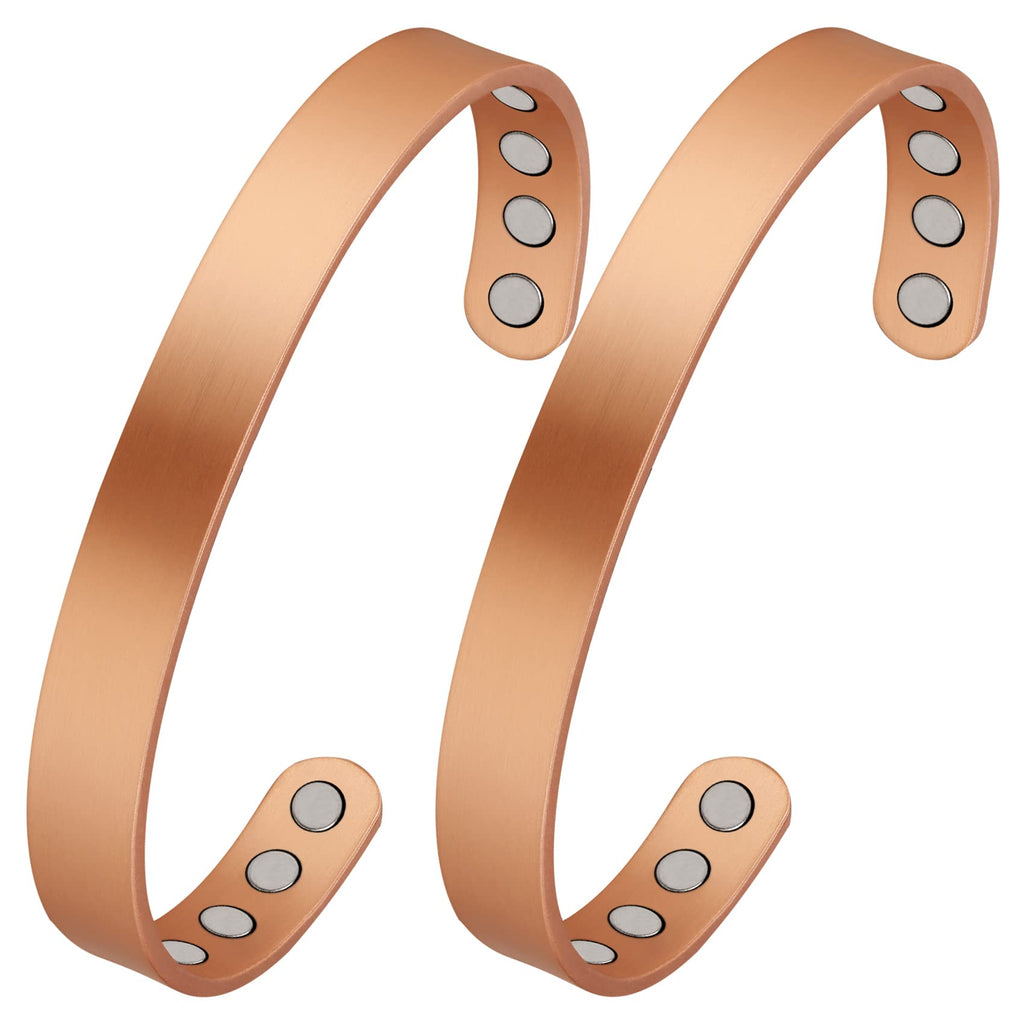 Feraco Copper Magnetic Bracelet for Men Women, 99.99% Pure Copper Cuff Bangle with Effective Neodymium Magnets, Adjustable Jewel