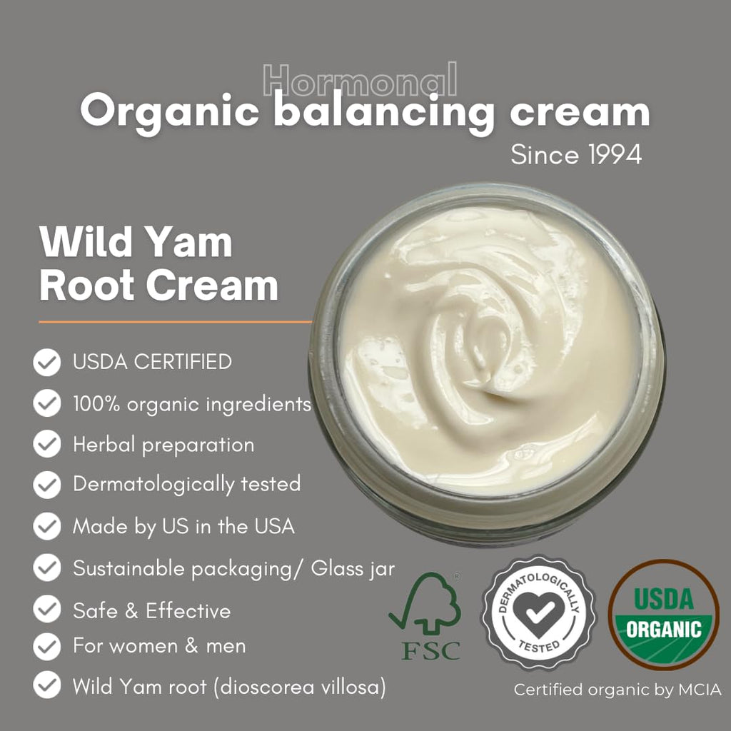 Indian Meadow Herbals Wild Yam Root Cream (4oz) - Organic Balancing Cream for PMS & Menopause Relief - Estrogen & Progesterone-F