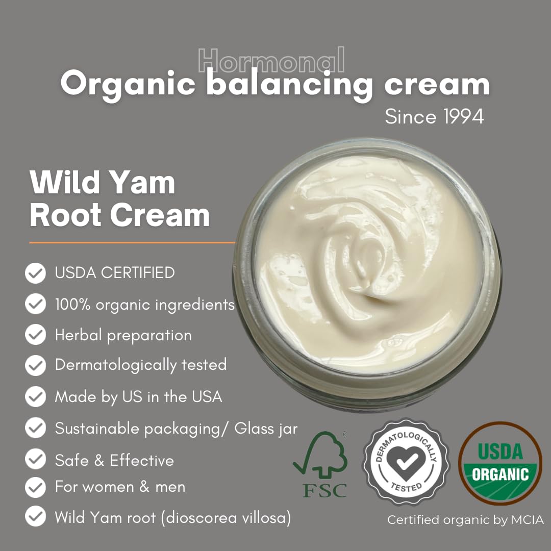 Indian Meadow Herbals Wild Yam Root Cream (4oz) - Organic Balancing Cream for PMS & Menopause Relief - Estrogen & Progesterone-F