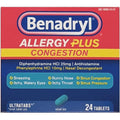 Benadryl Allergy + Congestion, 24 Tablets Each (Pack of 5)