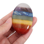 Loveliome Natural 7 Chakra Oval Polished Worry Stones, Healing Crystal Indoor Fountain Stones Massage Energy Anxiety Relief Item