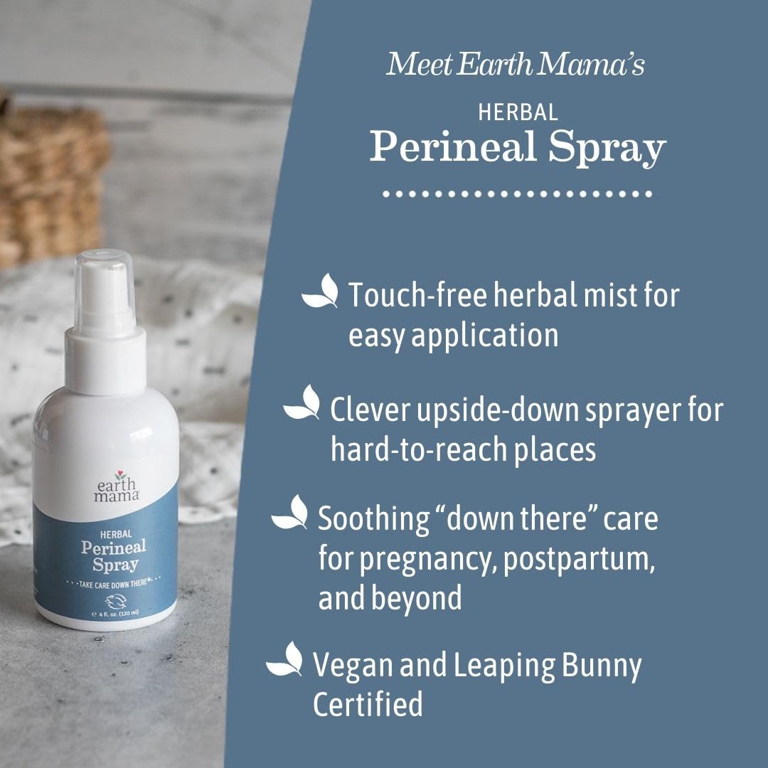 Earth Mama Herbal Perineal Spray | Safe for Pregnancy and Postpartum Recovery, Witch Hazel Natural Cooling Spray For After Birth