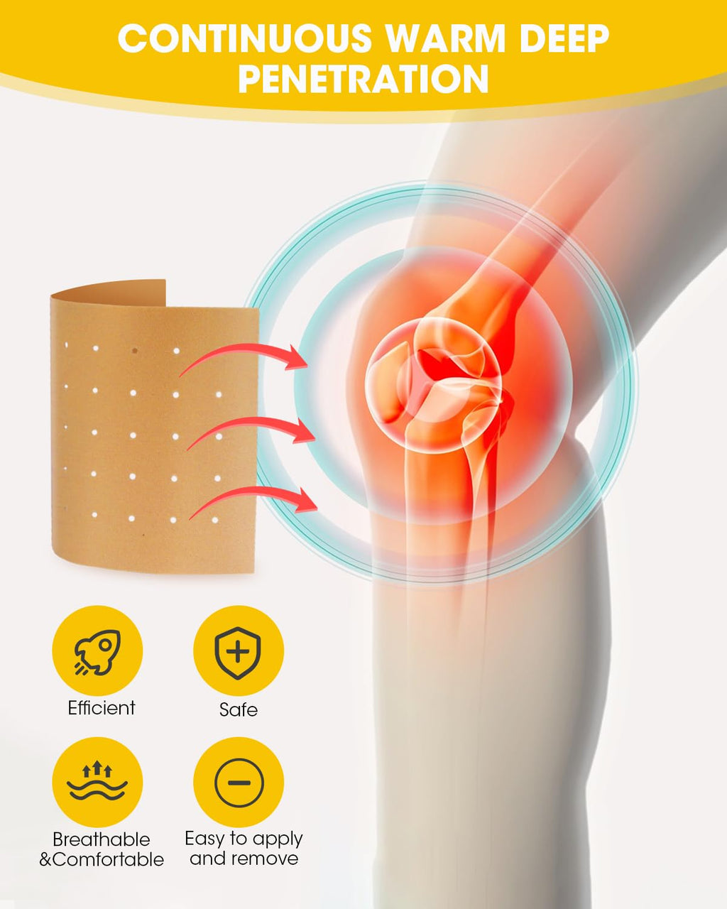 MQXUNMI Heat Patches, 60 Count Maximum Strength Muscle & Joint Soothing Patches, 24 Hours Long Lasting Fast Acting Joint Patches