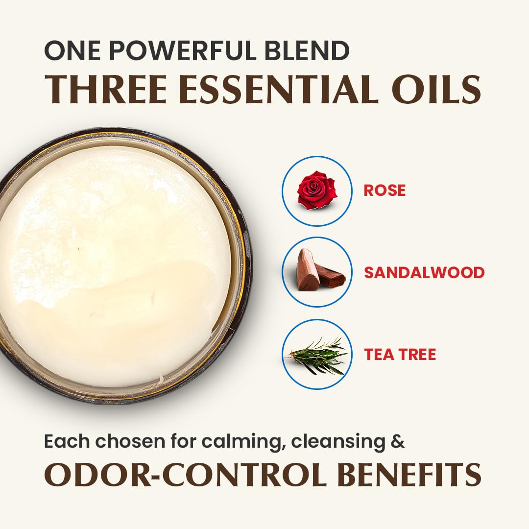 Natruveda Natural Vulva Balm with Pure Virgin Coconut Oil & Beeswax | Odor Control & Intimate Care | Rose & Sandalwood Vulva Bal