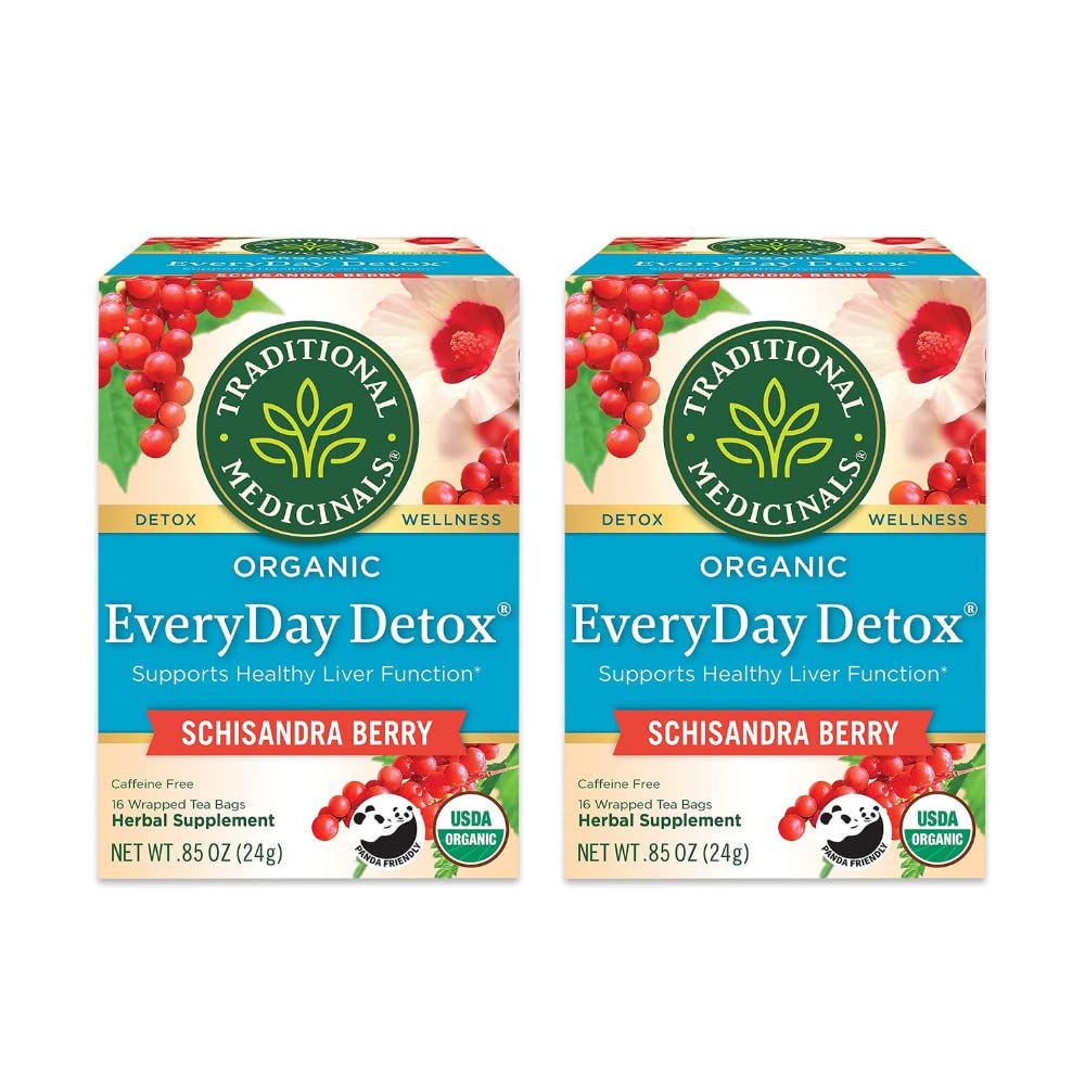 Traditional Medicinals Organic EveryDay Detox Schisandra Berry Herbal Tea, Supports Healthy Liver Function (16 Count (Pack of 2)