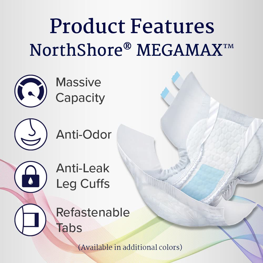 NorthShore MegaMax Tab-Style Briefs for Men and Women, Pink, Medium, Pack/10