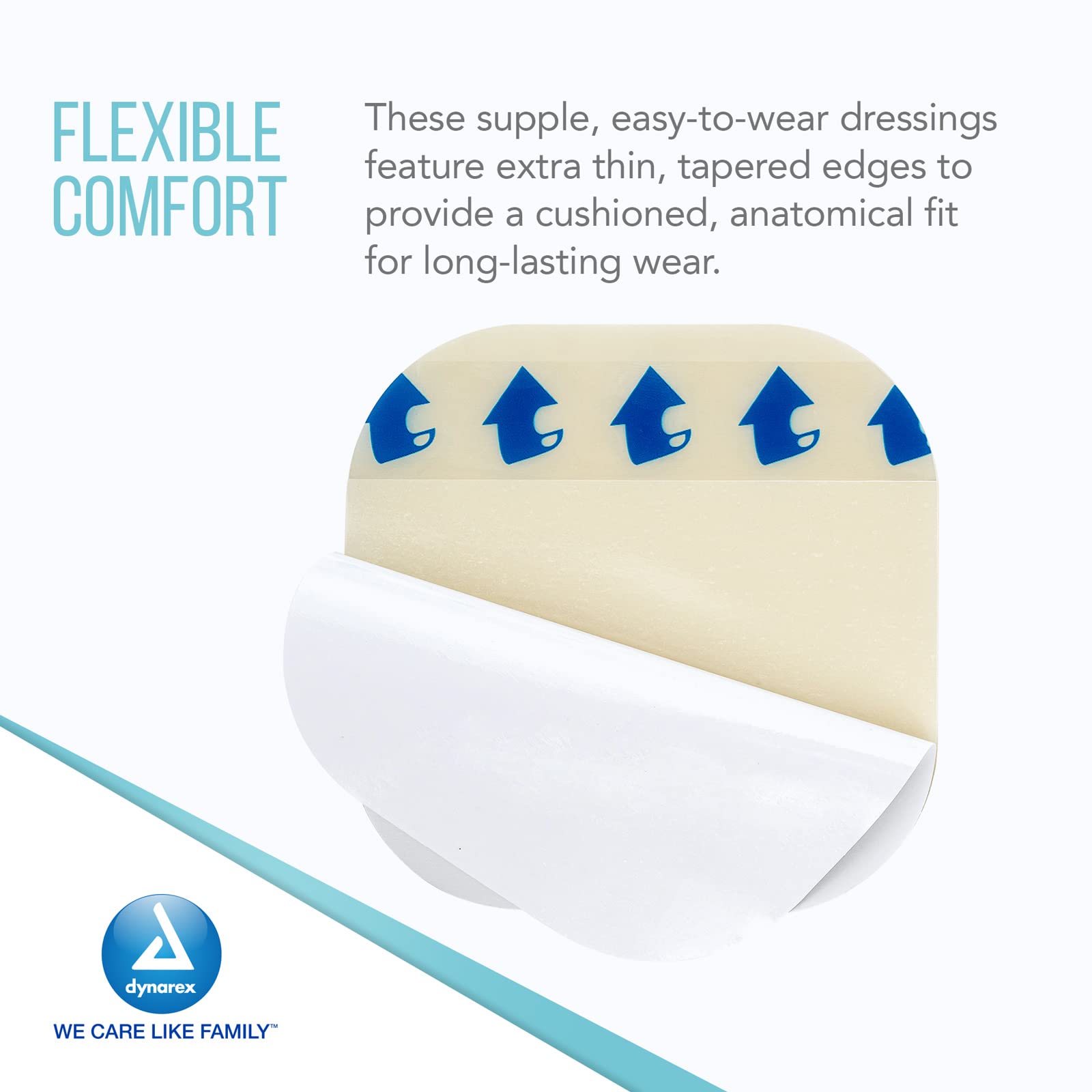 Dynarex DynaDerm Hydrocolloid Dressings, Sterile Moist Bandages Used for All Kinds of Wounds, 4'' x 4'', X-Thin & Latex-Free, Pe
