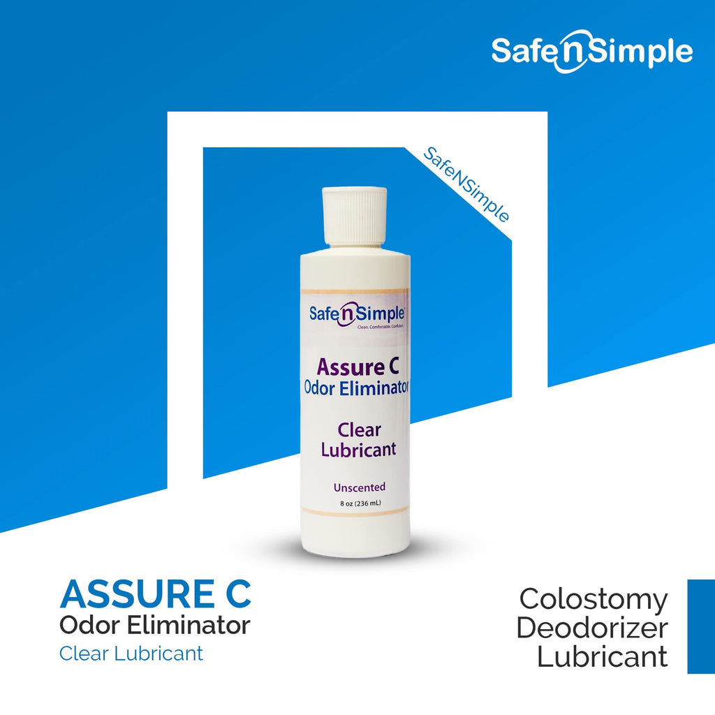 Safe n Simple Assure C - Clear Lubricating Ostomy Pouch Deodorant - Colostomy Bag Odor Eliminator - Colostomy Deodorizer Lubric