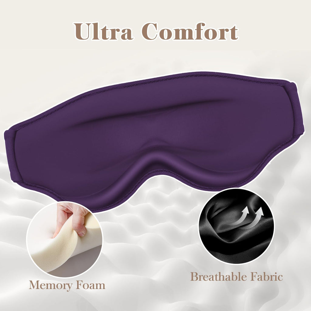 FYGRIP 3D Eye Mask, Ultra Comfort, 100% Pressure-Free & Light Block-Out, Easy Adjustable Strap, Purple, Sleep Mask for Men & Wom