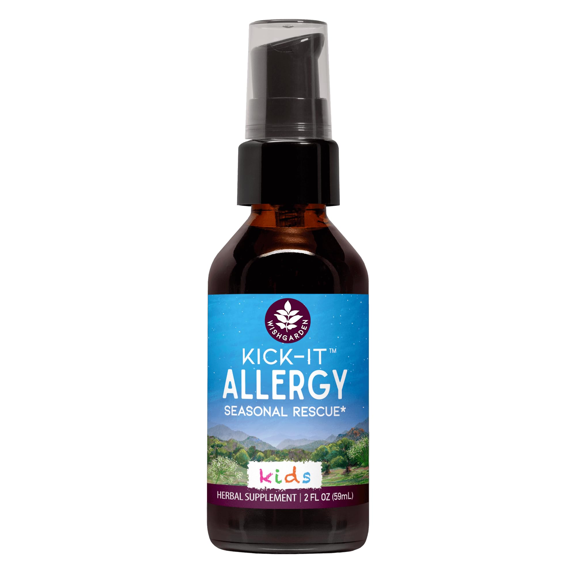WishGarden Herbs Kick-It Allergy for Kids - Plant-Based Non-Drowsy Herbal Allergy Supplement with Nettle Leaf, Echinacea & Yerba
