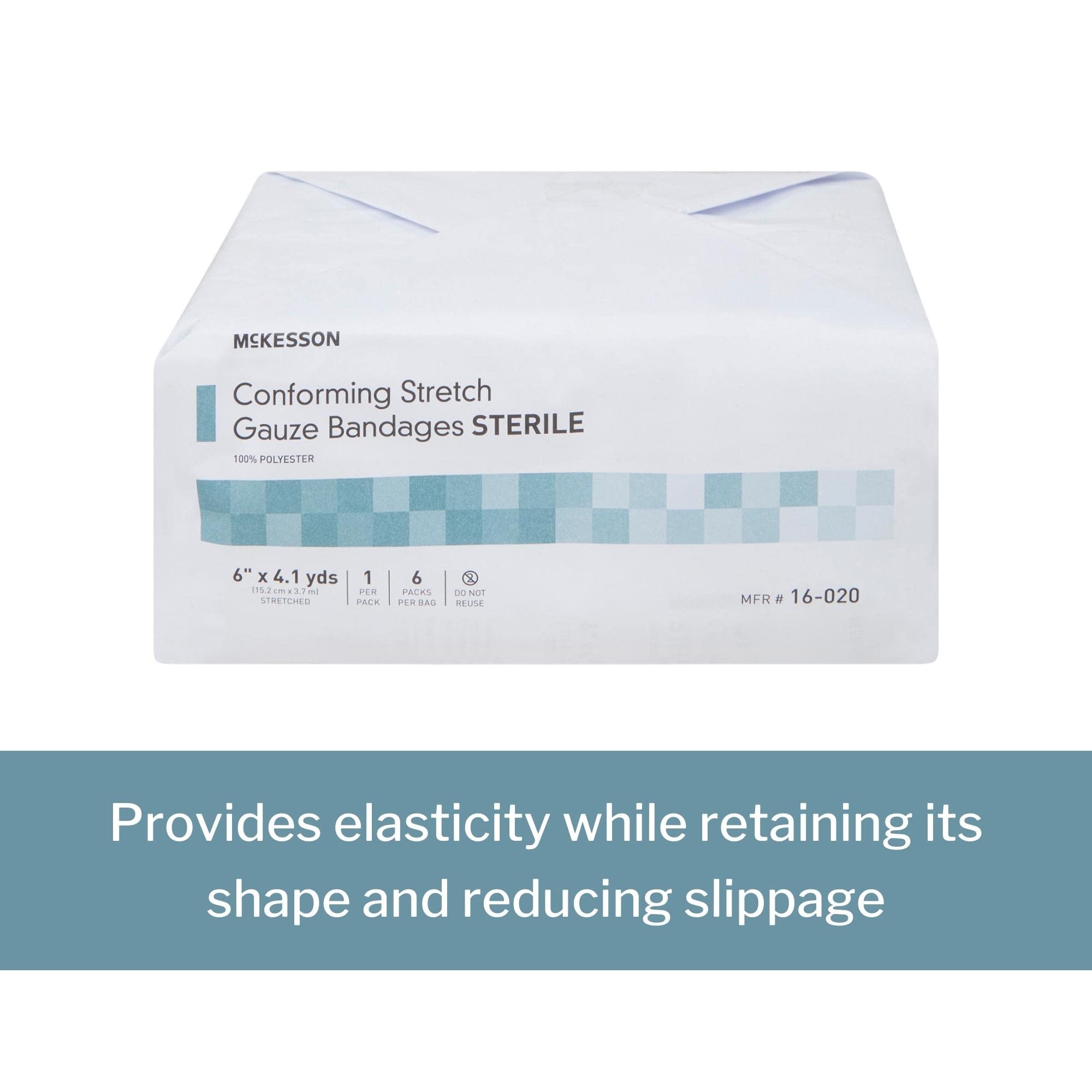 McKesson Conforming Stretch Gauze Bandages, Sterile, 6 in x 4 1/10 yd, 6 Count