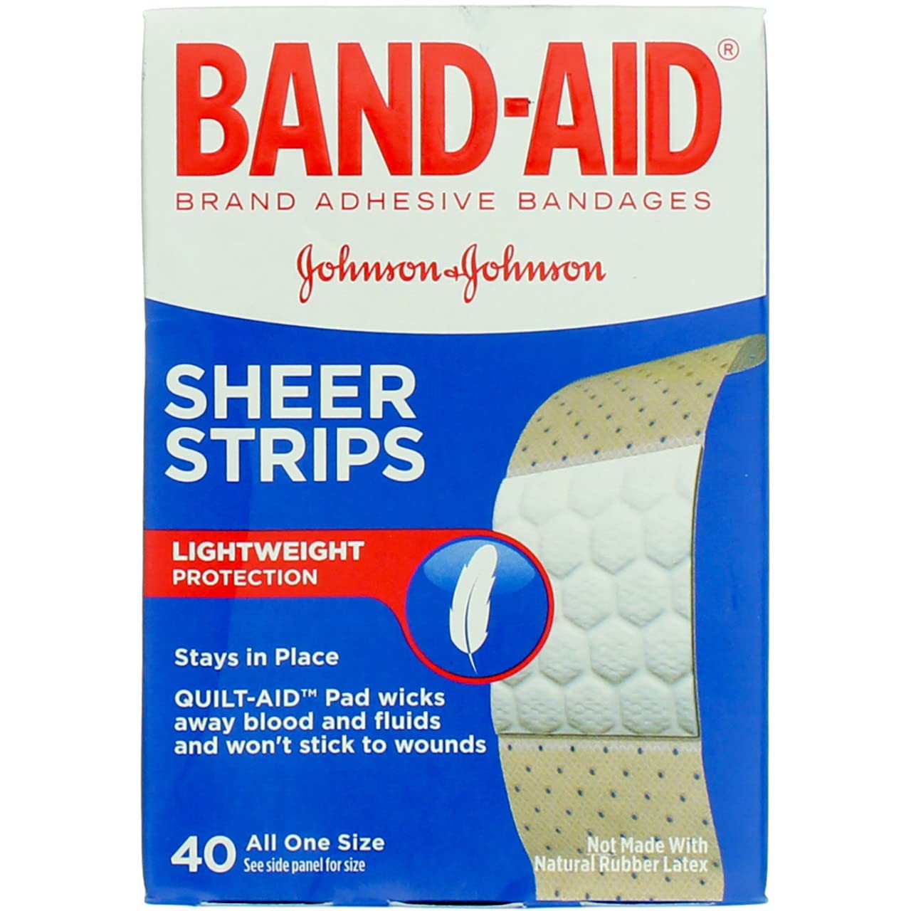 BandAid Brand TruStay Sheer Strips Adhesive Bandages For First Aid And Wound Care, All One Size, 40 Ct