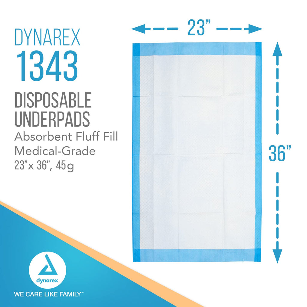 Dynarex Disposable Underpads, Ultra-Absorbent Medical-Grade Incontinence Bed Pads to Protect Sheets, Mattresses, and Furniture,