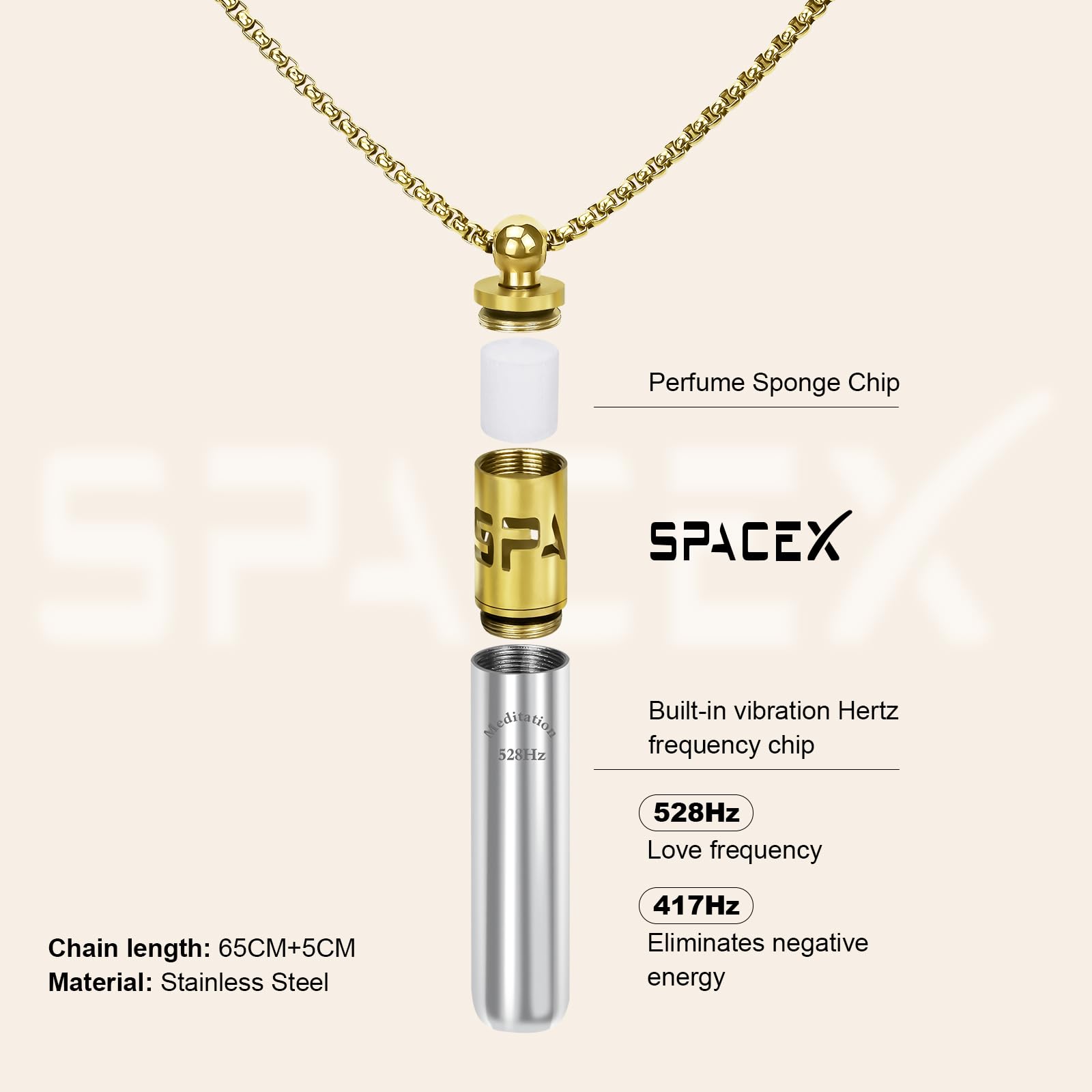 Milumber 528 Hz Breathing Necklace, Breathlink Quit Smoking Tool, Meditation Necklace, with Diffuser, Anxiety and Stress Relief
