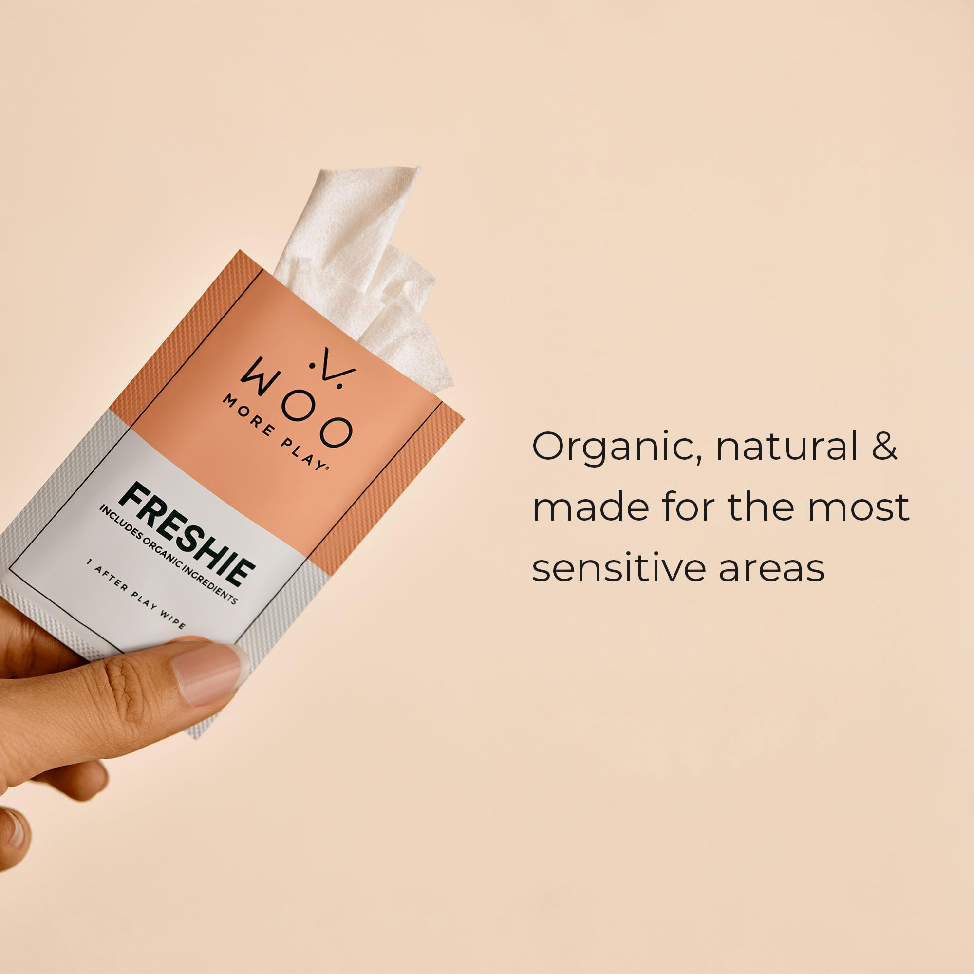 Woo More Play Freshies: All-Natural Feminine Intimacy Towelette Wipes with Coconut Oil and Aloe Vera, Promotes Feminine Health &