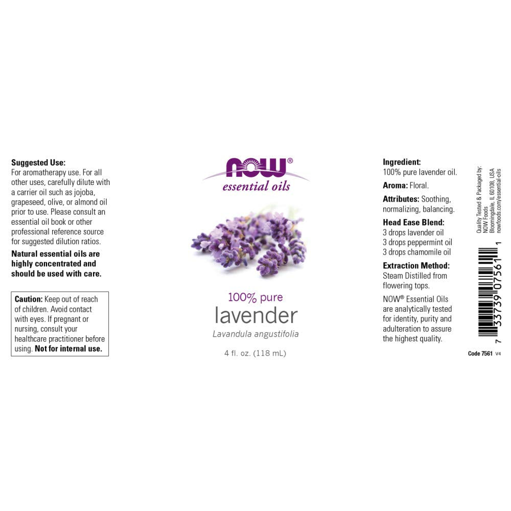 NOW Foods Lavender Oil, 4 Fluid Ounce + 1 Dropper