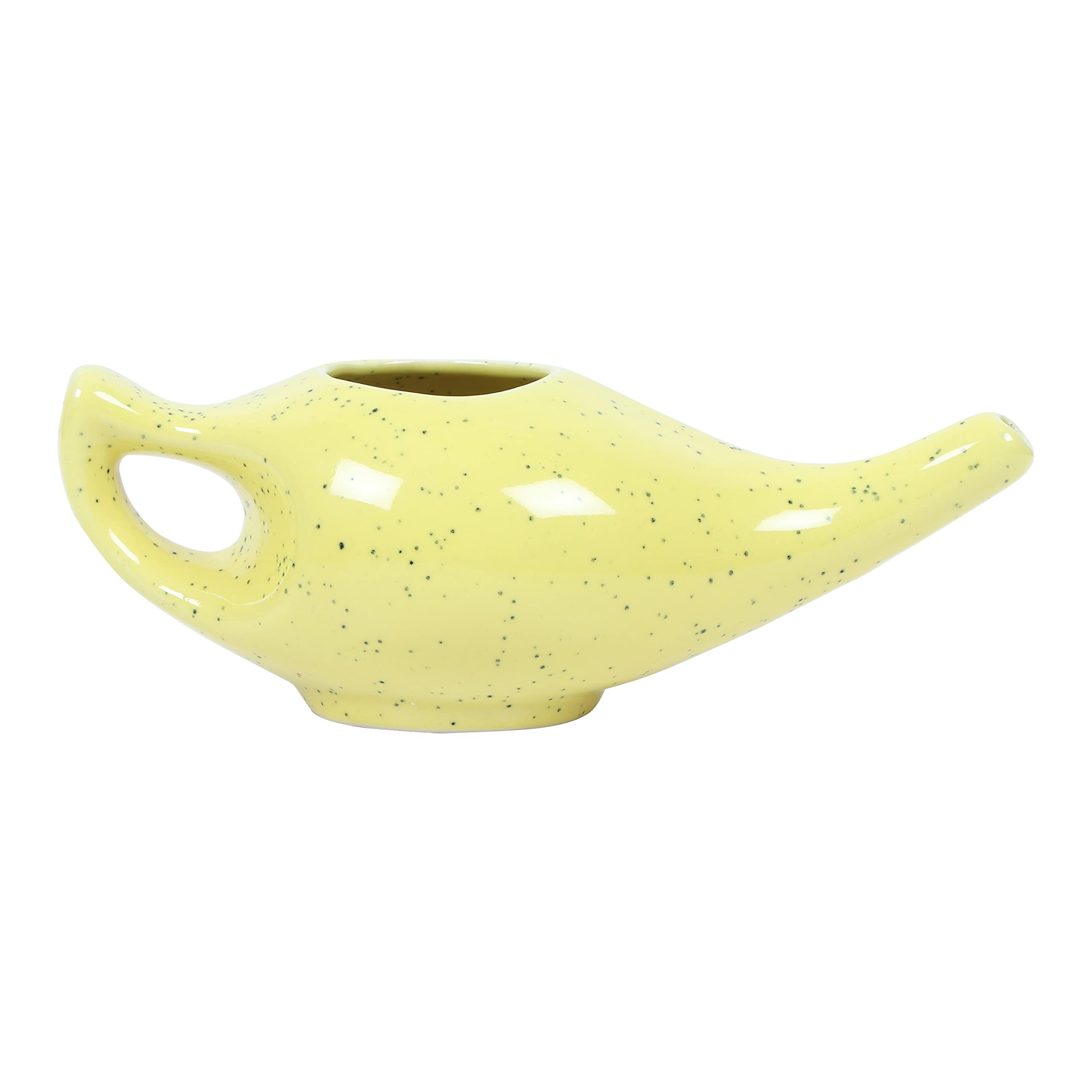 Qimacplus Leak Proof Durable Ceramic Neti Pot with 10 Sachet Neti Salt Hold 300 Ml ((10.14 FL Oz) Water Comfortable Grip | Eco F