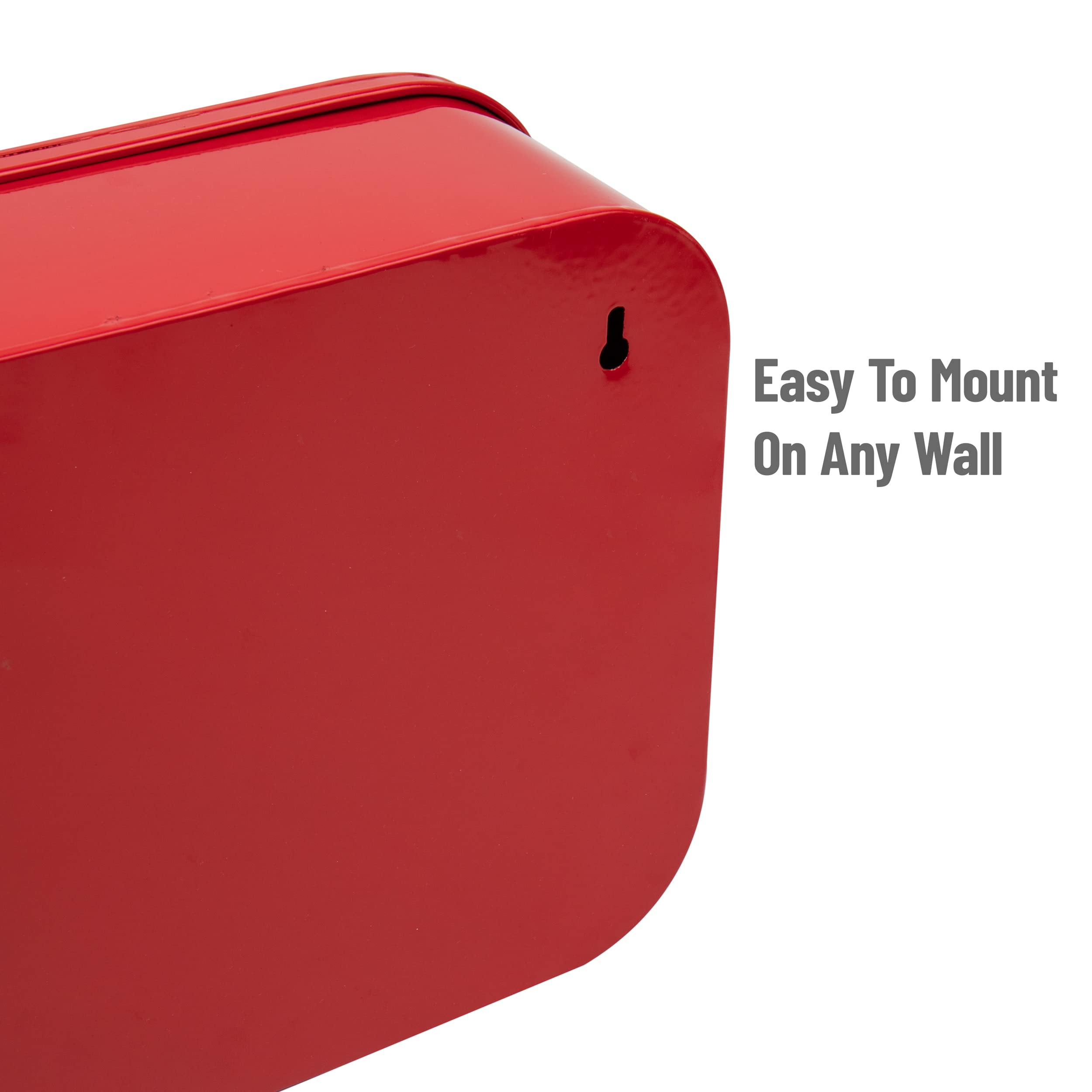 Mind Reader First Aid Box, Emergency Kit, Medical Supply Organizer, Wall Mountable, Metal, 12.25 L x 9.25 W x 4.25 H, Red