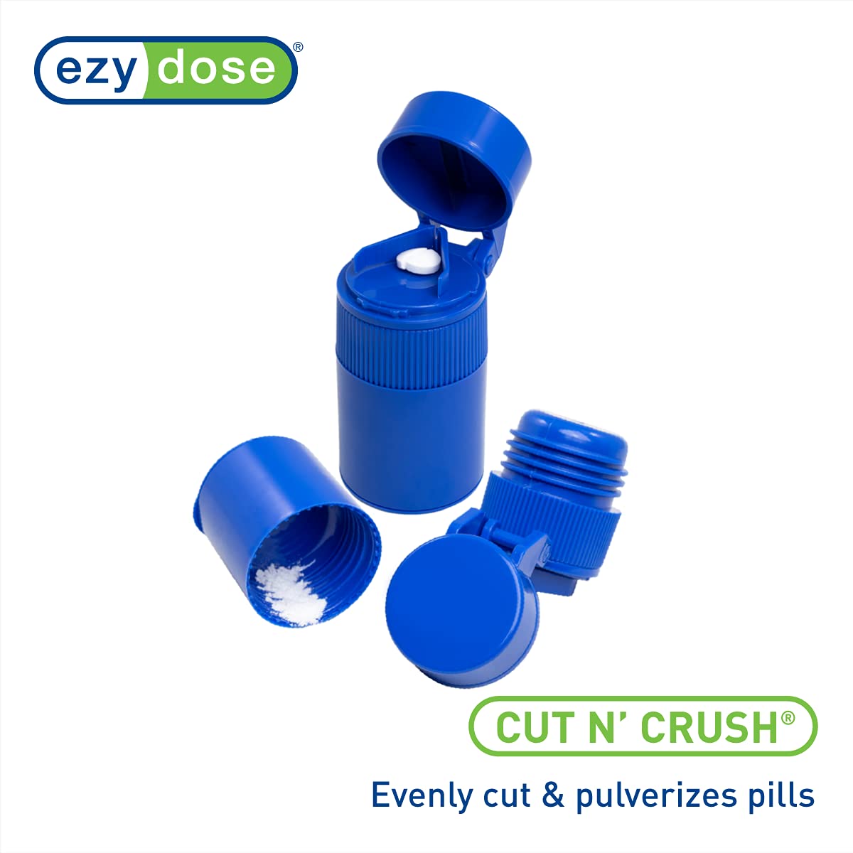 EZY DOSE 3 Compartment Pill Crusher, Cutter and Grinder, Daily Usage, Safely Cut Pills, Vitamins, Tablets, Accurate and Easy Cut