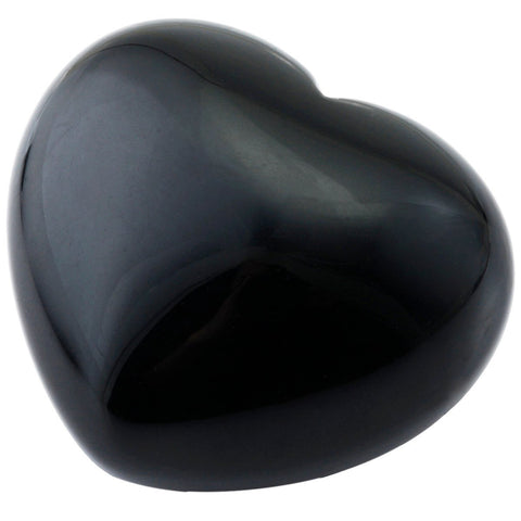 SUNYIK Natural Black Obsidian Carved Puff Heart Pocket Stone,Healing Palm Crystal Pack of 1(1.6'')