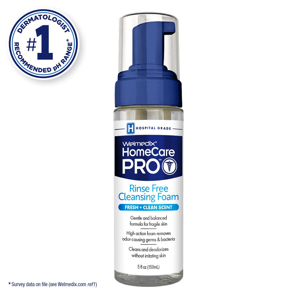 Welmedix HomeCare PRO No Rinse Body Wash Cleansing Foam, Easier Cleansing for Caregivers Managing Incontinence, Pressure ulcers,