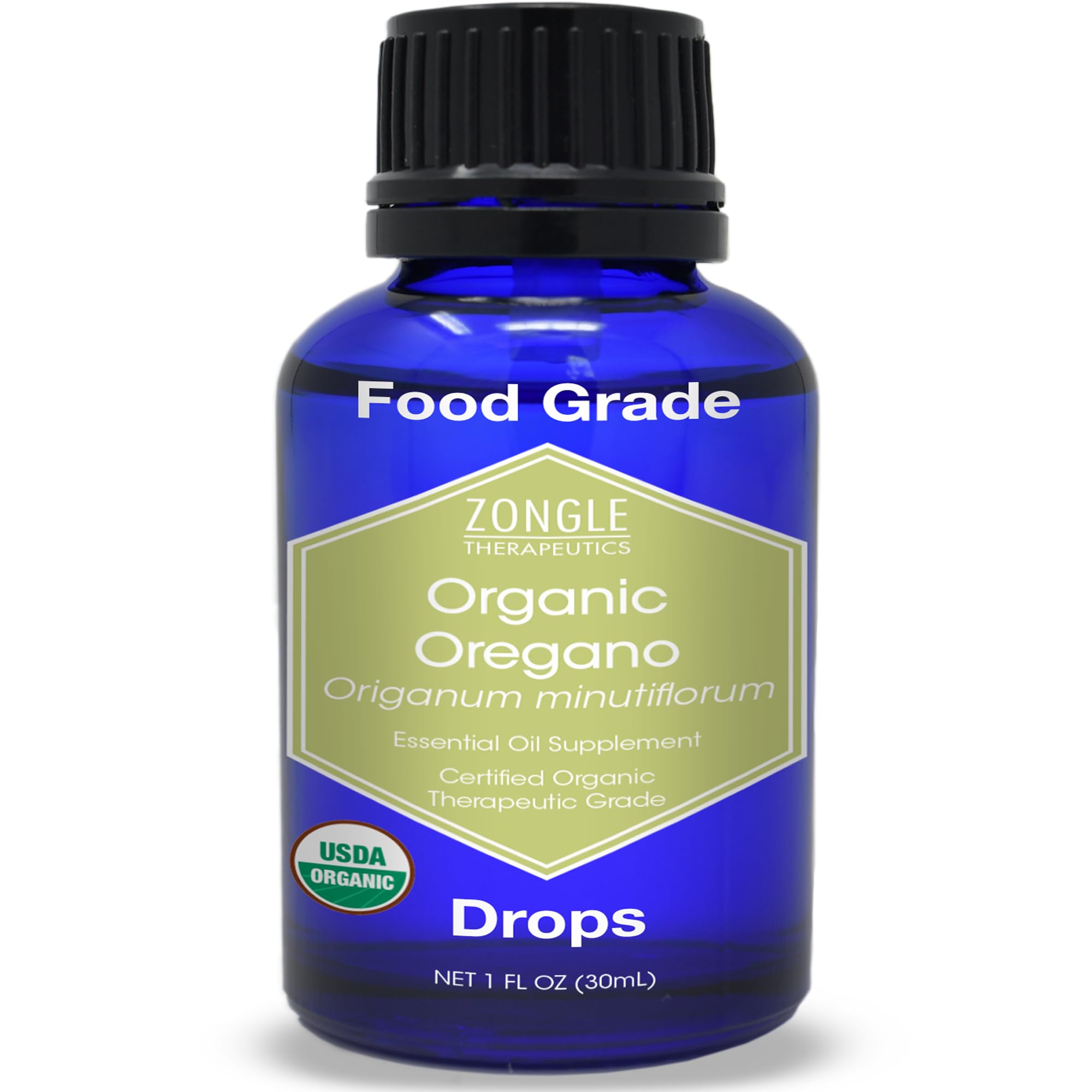 Zongle Therapeutics Organic, Oregano Oil, Food Grade, Safe for Ingestion, Edible, for Drops, Kids - 100% Pure, Oregano Essential