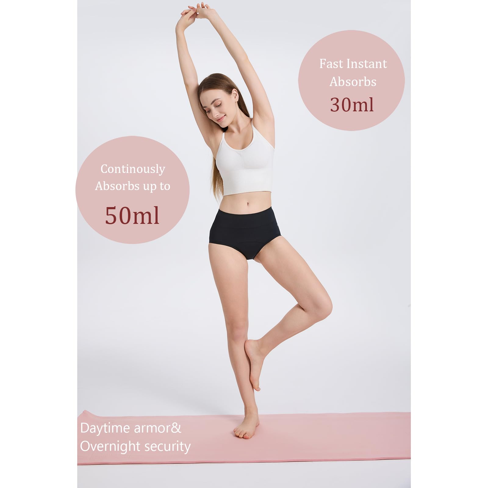 Incontinence Underwear for Women, Leakproof High Waisted Underwear for Bladder Leakage, Soft Reusable Period Panties, 3Pack XL