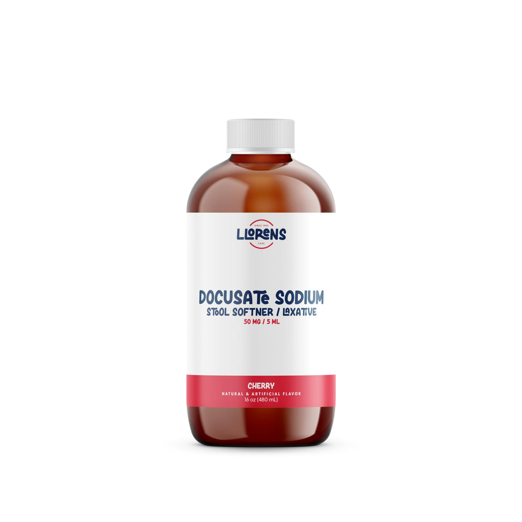 Docusate Sodium, Stool Softener by Llorens Care 50 mg. 5 mL per dose. Alleviate Constipation & Provide Relief. Compared to Senok