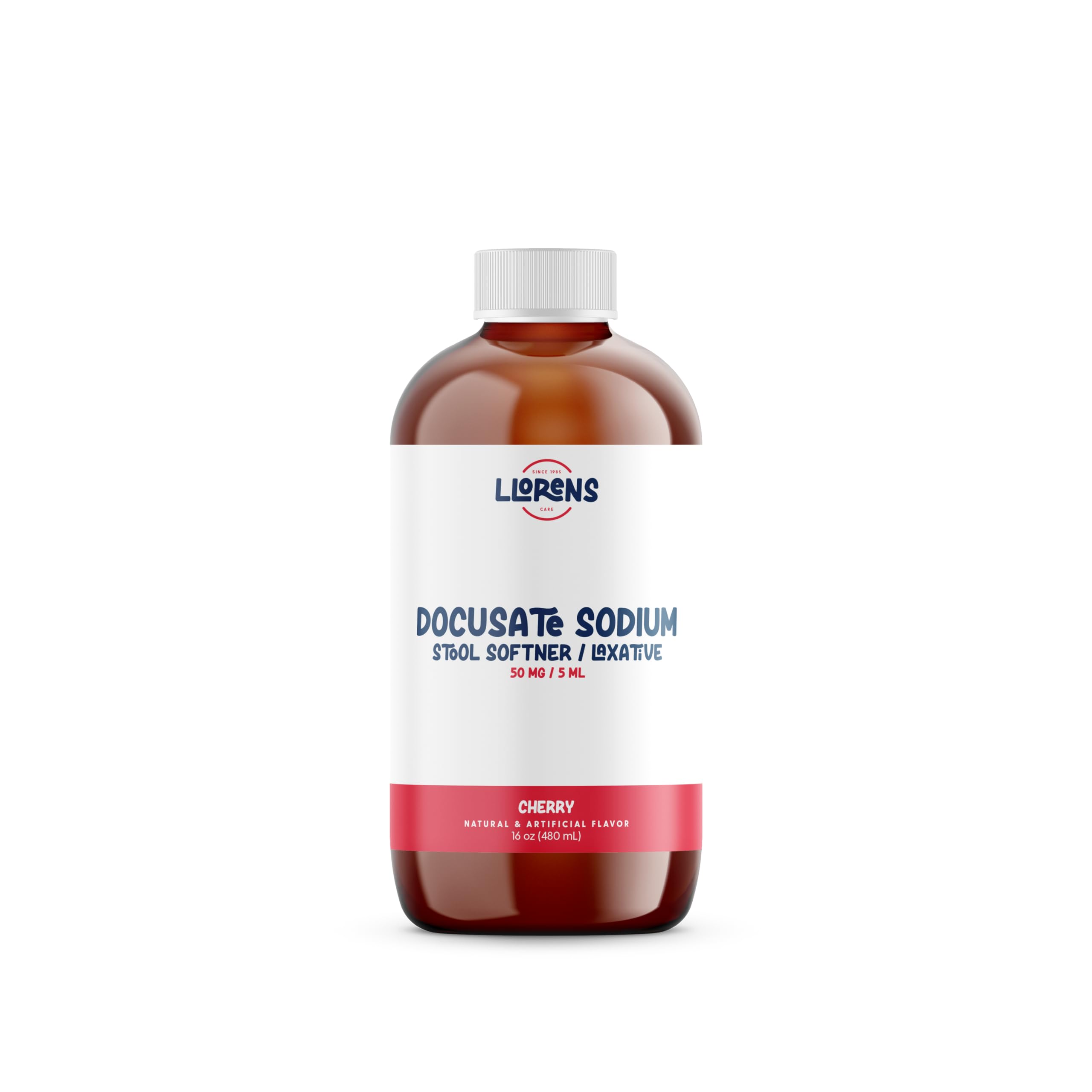 Docusate Sodium, Stool Softener by Llorens Care 50 mg. 5 mL per dose. Alleviate Constipation & Provide Relief. Compared to Senok
