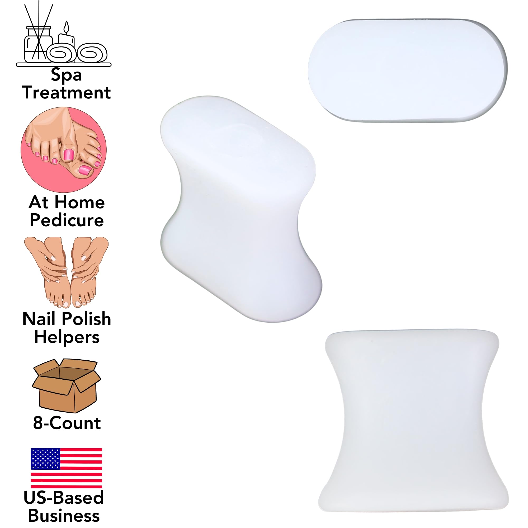 Iconikal 8-Pack Gel Orthotic Toe Spreader Spacer Separator Corrector Straightener, Medium