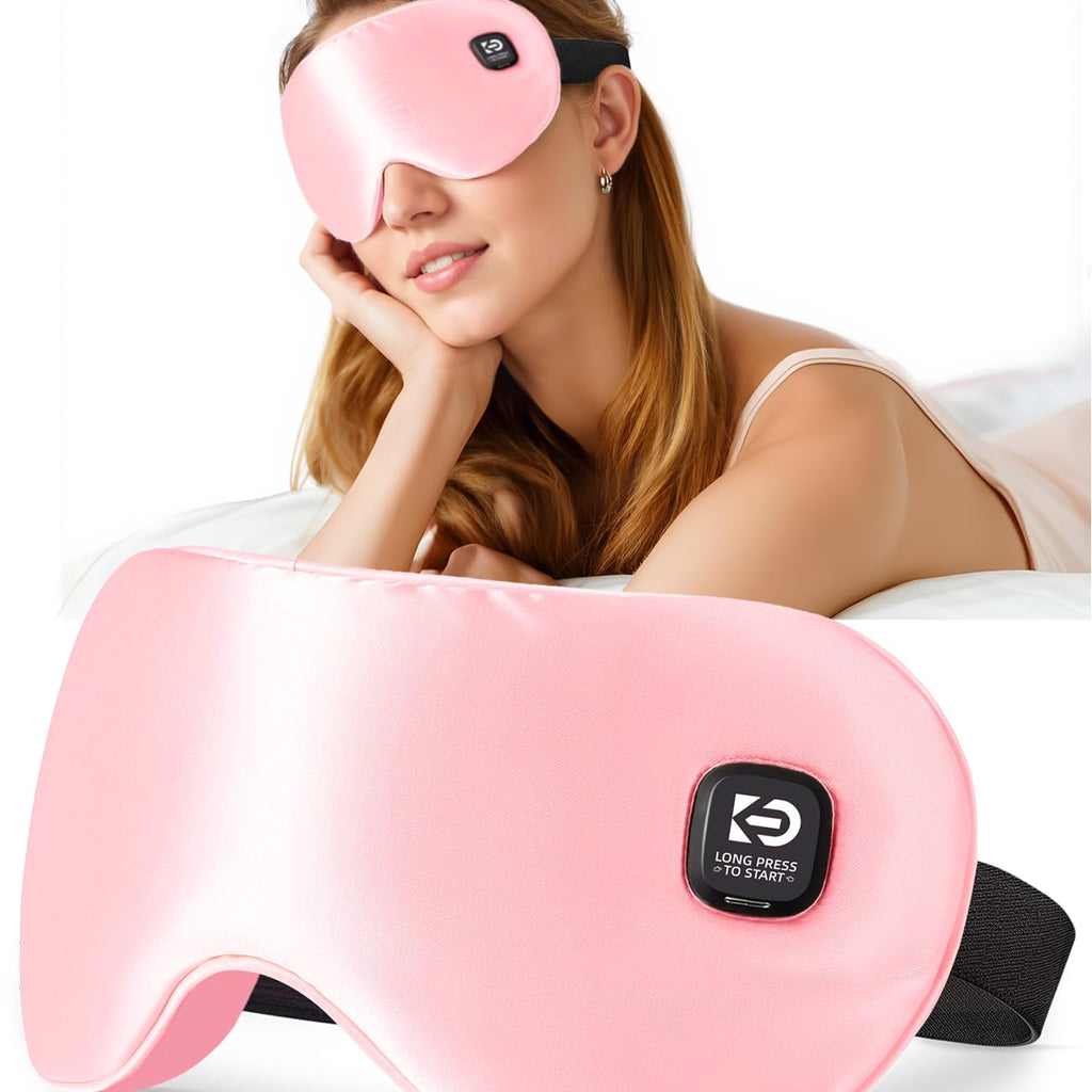 Wireless Heated Eye Mask Pink for Dry Eyes Eye Strain Stye, Rechargeable Heated Sleeping Eye Mask Suitable for Airplane, Busines