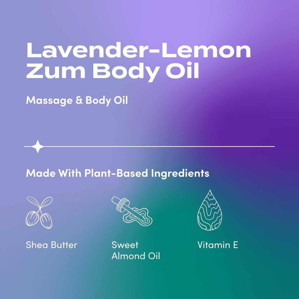 Indigo Wild Zum Lavender-Lemon Body Oil - Nourishing Body Massage Oil for Massage Therapy & Hydration - Nourishing, Vegetarian M