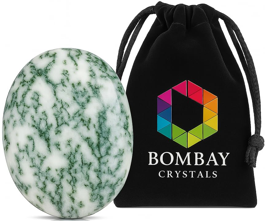 Tree Agate Worry Stone - Genuine Polished Palm & Thumb Stone for Inner Peace, Grounding, Heart Chakra & Travel Mindfulness Gift