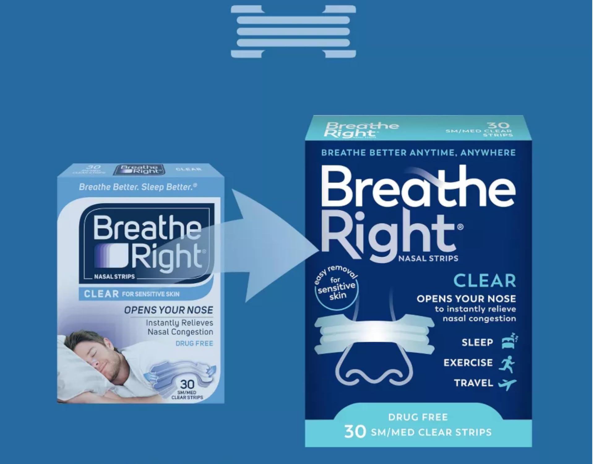 Breathe Right Nasal Strips, Small/Medium, Clear (Clear - 90 Count)