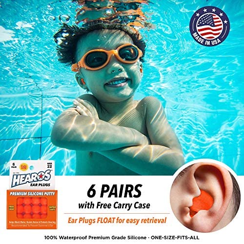 HEAROS Reusable Kids Ear Plugs for Swimming - Floating Silicone Putty, One Size Fits All Mouldable for Ultimate Comfort, Waterpr