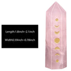 Amogeeli Wicca Moon Phase Rose Quartz Point Wand for Reiki Meditation, 6 Faceted Prism Healing Stone Decoration for Home & Offic